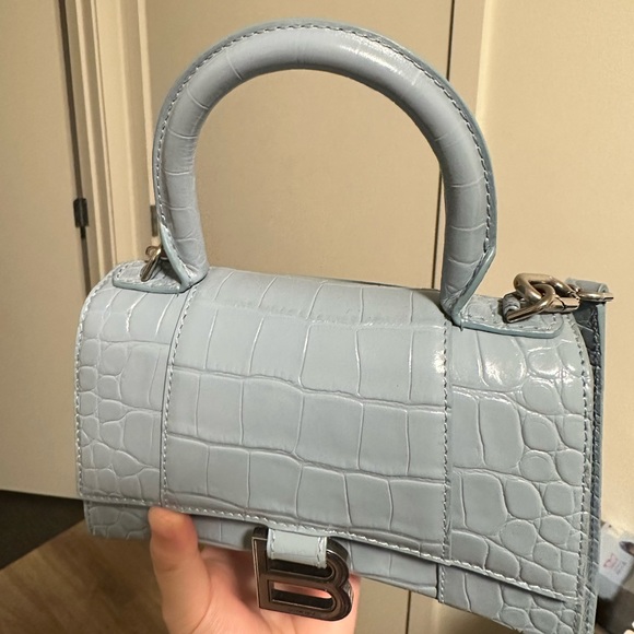 Real careful used !Soft blue leather Hourglass XS tote bag from BALENCIAGA - Picture 6 of 7